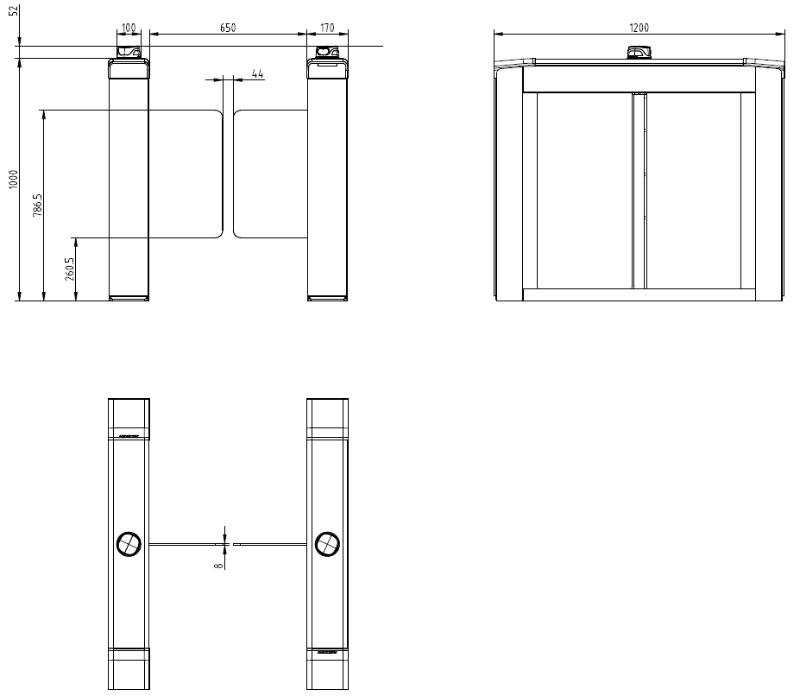 河北？等嗽蓖ǖ/智能一体化闸机//摆闸//2系列一体化闸机-单机芯左边道 DS-K6B221TM-M